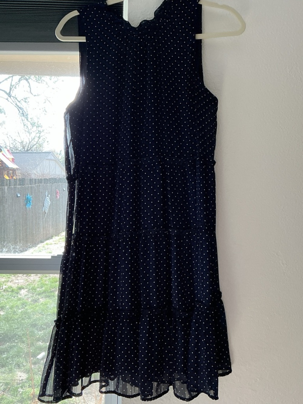 Sleeveless Navy Polka Dot Midi Dress - Brand Unspecified
